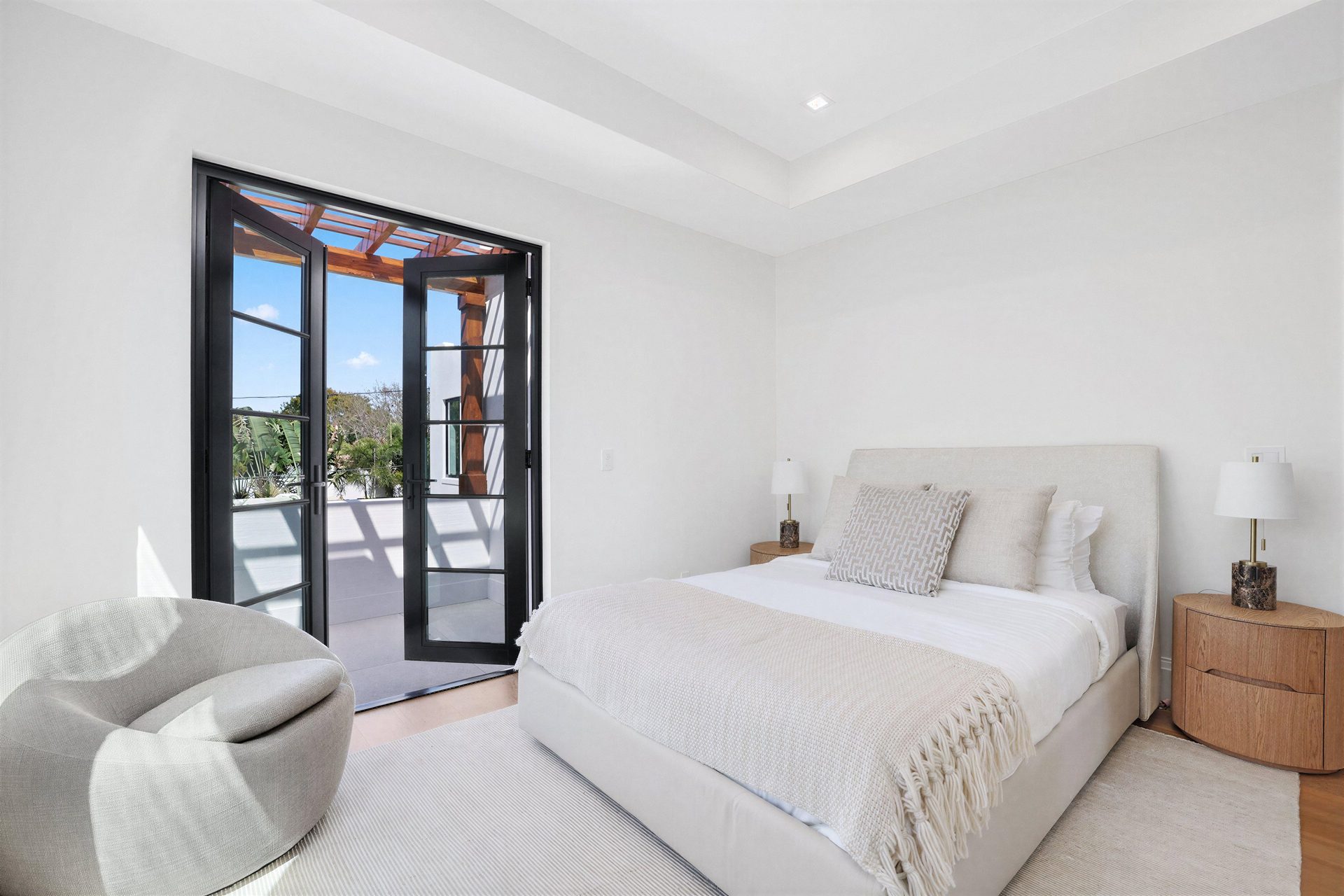 Staged bedroom opening to terrace