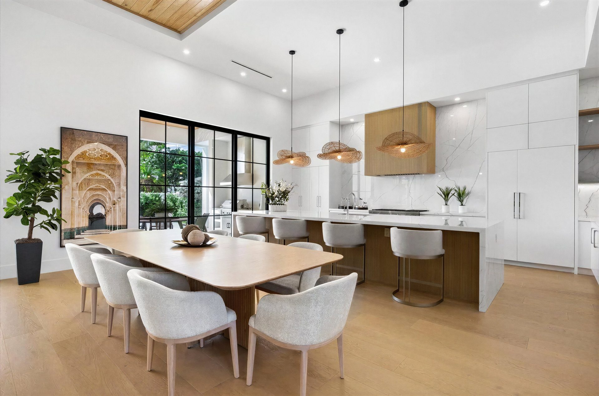 Staged kitchen and dining